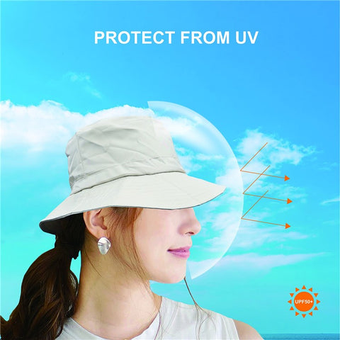 PICTET.FINO RH55 Summer Beach Women Folding Bucket Cap UPF50+ Sun Protection Fisherman Hat