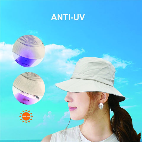 PICTET.FINO RH55 Summer Beach Women Folding Bucket Cap UPF50+ Sun Protection Fisherman Hat