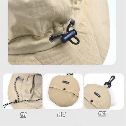 PICTET.FINO RH55 Summer Beach Women Folding Bucket Cap UPF50+ Sun Protection Fisherman Hat