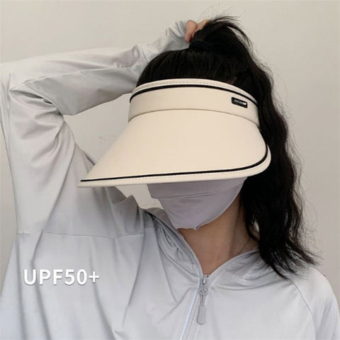 PICTET.FINO RH56 Women Summer Foldable Open Top Hat Roll Up UV Protection Sun Cap for Beach Hiking Sports