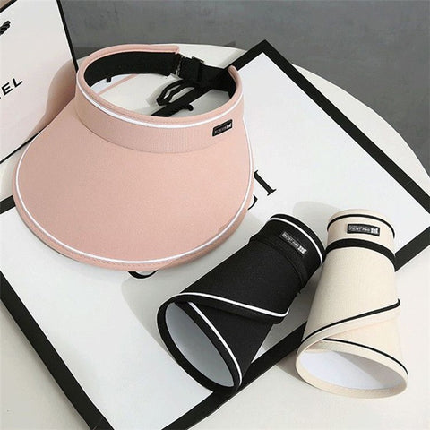 PICTET.FINO RH56 Women Summer Foldable Open Top Hat Roll Up UV Protection Sun Cap for Beach Hiking Sports
