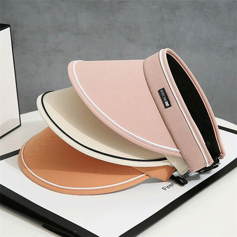 PICTET.FINO RH56 Women Summer Foldable Open Top Hat Roll Up UV Protection Sun Cap for Beach Hiking Sports