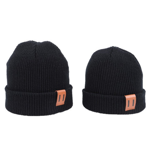 Winter Beanie Cap Outdoor Sports Keep Warm Solid Color Elastic Knit Hat for Kids / Adult