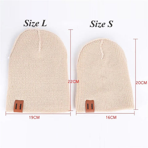 Winter Beanie Cap Outdoor Sports Keep Warm Solid Color Elastic Knit Hat for Kids / Adult