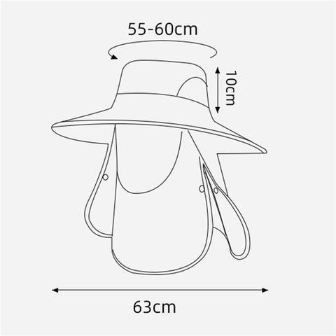 XMZ273 55-60CM UV Protection Nylon Fishing Hat Cap with Detachable Face Cover