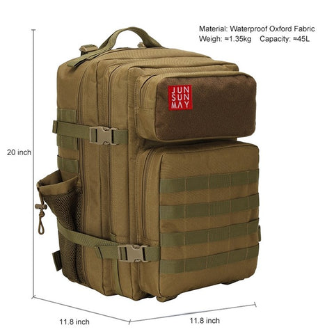 JSM J004 45L Multipurpose Hiking Trekking Rucksack Waterproof Large Military Tactical Backpack Outdoor Army Assault Pack