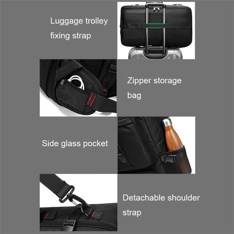 2070 Oxford Cloth+Polyester Waterproof Backpack Hiking Trekking Rucksack with USB Charging Port