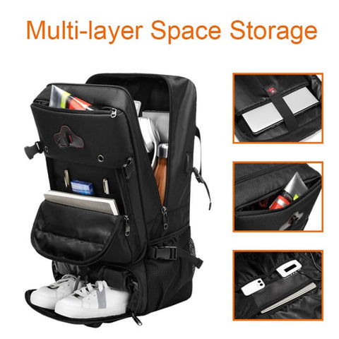 2070 Oxford Cloth+Polyester Waterproof Backpack Hiking Trekking Rucksack with USB Charging Port