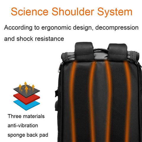 2070 Oxford Cloth+Polyester Waterproof Backpack Hiking Trekking Rucksack with USB Charging Port