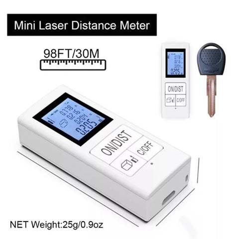 Mini Laser Measurement Tool Rechargeable 30m Range Finder Infrared Digital Laser Distance Meter with Backlit LCD