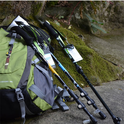 KODENOR 2# Carbon Fiber Telescopic Trekking Pole EVA Grip Handle 3-Section Adjustable Walking Stick