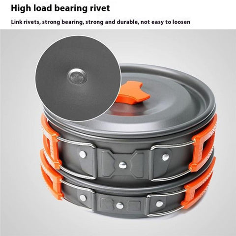 AOTU Camping Cookware Set Kettle Cooking Pot Fry Pan Cutting Board Kit (BPA-Free, No FDA)