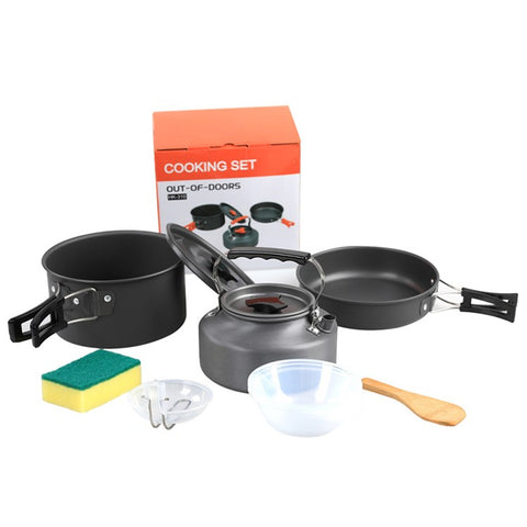 HALIN HK310 Picnic Pot + Frying Pan + Teapot Cookware Set for Hiking Camping (No FDA Certificate, BPA-free)