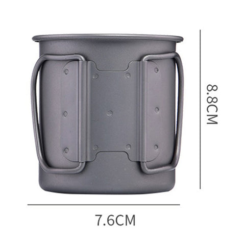 WIDESEA WSTT-375ML Ultralight Titanium Alloy Cup 375ml Water Mug with Foldable Handle (No FDA Certification, BPA-free) for Outdoor Camping Picnic