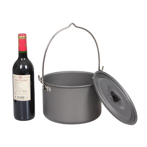 HALIN 4.2L Large Camping Pot Portable Hanging Pot with Lid for 6-8 People Hiking Backpacking (BPA-free, No FDA Certified)