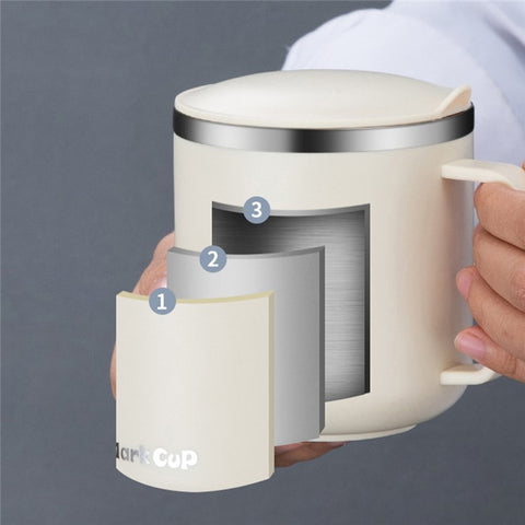 HALIN 350ML PP+304 Stainless Steel Water Cup Tea Milk Coffee Mug with Lid (No FDA Certificate, BPA-Free)