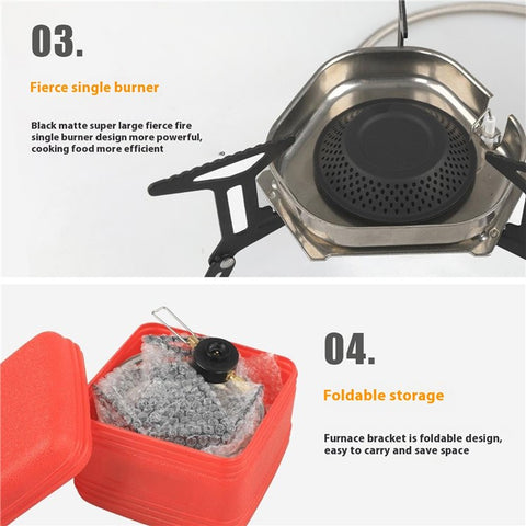 HALIN DS521 Outdoor Camping Stove Stainless Steel+Copper Gas Burner Cooking Tool