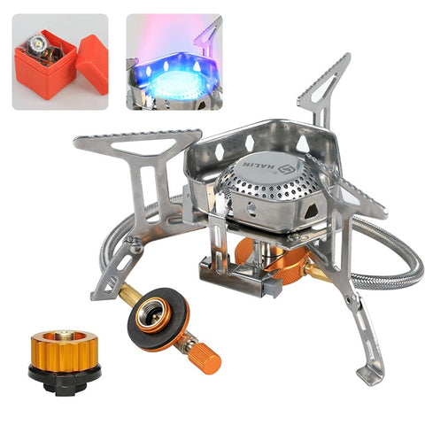 HALIN DS503 Camping Portable Gas Stove Burner Cooking Stove with Fuel Canister Adapter