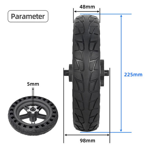 For Xiaomi M365 / 1S / Lite Electric Scooter 8.5-Inch Black Solid Tire Shock Absorption Explosion-proof Rubber Rear Wheel Hub Replacement
