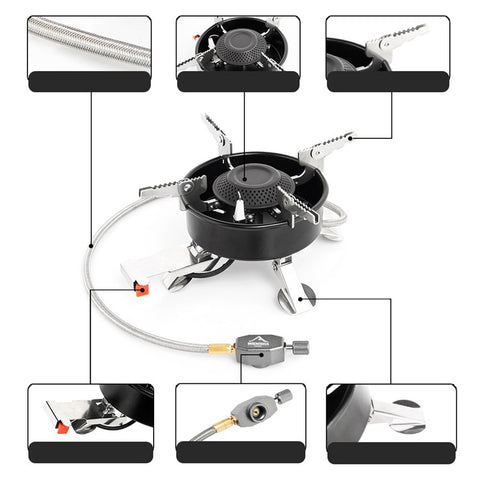 WIDESEA WSS-508 Stainless Steel 3200W Single Head Foldable Gas Stove for Outdoor Camping
