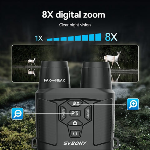 SVBONY SA206 4K Night Vision Binocular Goggles with 3 inch Large Screen, 8X Digital Zoom, 32G TF Card