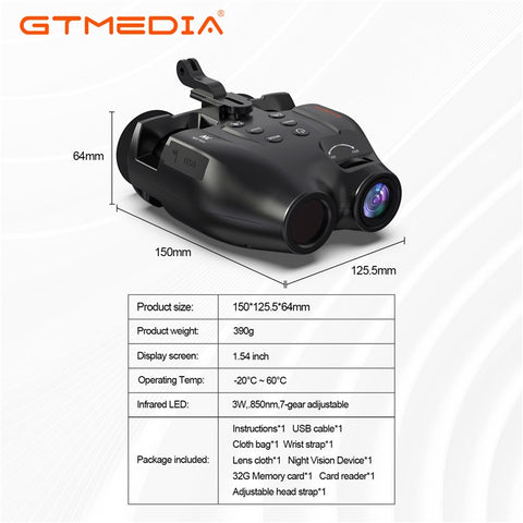 GTMEDIA N4 1080P HD Night Vision Binoculars 7 Level Brightness 5x Digital Zoom Outdoor Telescope