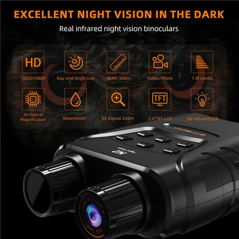 GTMEDIA N2 1080P HD Night Vision Binoculars 5X Digital Zoom 300m Range IP66 Outdoor Telescope
