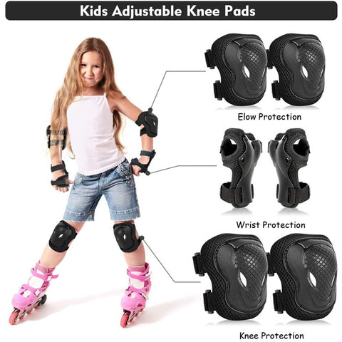MD-611 6Pcs / Set Children Bicycle Roller Skating Knee Elbow Wrist Pads Skateboard Ski Anti-Fall Guard Protective Gear