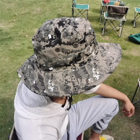 AOTU Camouflage Bucket Hat Cap with Anti-mosquito Head Net Face Mesh for Outdoor Camping Fishing