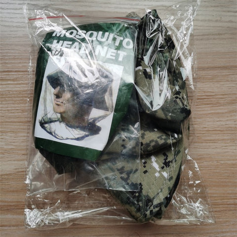 AOTU Camouflage Bucket Hat Cap with Anti-mosquito Head Net Face Mesh for Outdoor Camping Fishing