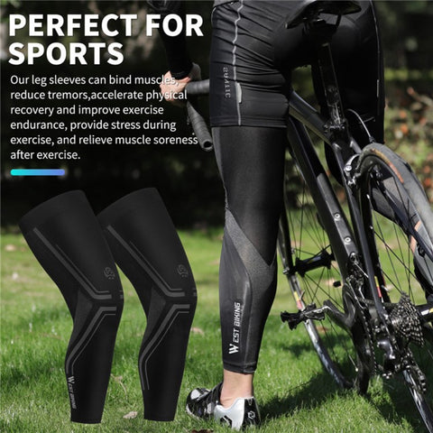 WEST BIKING 1 Pair Summer Cycling Leg Sleeves Ice Silk Leg Cover UV Protection Non-slip Leggings