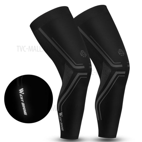 WEST BIKING 1 Pair Summer Cycling Leg Sleeves Ice Silk Leg Cover UV Protection Non-slip Leggings