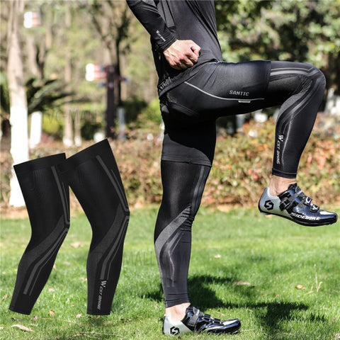 WEST BIKING 1 Pair Summer Cycling Leg Sleeves Ice Silk Leg Cover UV Protection Non-slip Leggings