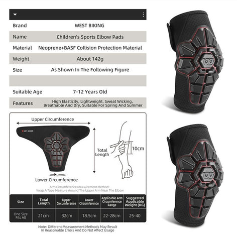 WEST BIKING YP0212123 2PCS Kid's Elbow Brace Shock-Absorbed Knee Compression Sleeve for Children