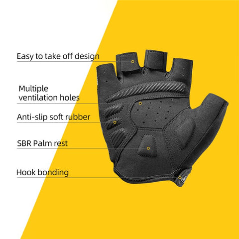 ROCKBROS S247 1Pair Half Finger Bicycle Gloves Wear-resistant Gloves with Reflective Stripes for Cycling Riding