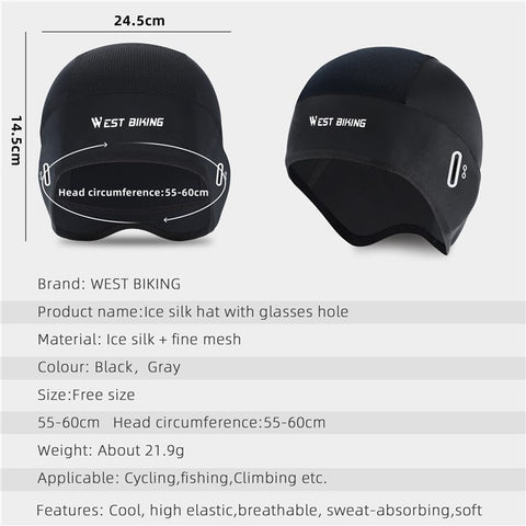 WEST BIKING YP0201362 Ice Silk Cooling Cap Summer Cycling Hat Breathable Helmet Liner Cap