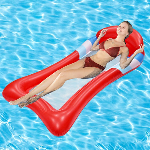 YX-111 PVC Nylon Mesh Water Lounge Float Bed Inflatable Foldable Swimming Pool Floating Row