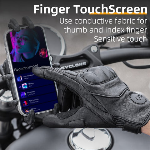 WEST BIKING 1 Pair Touch Screen Motorcycle Riding Gloves Motocross Goat Leather Full Finger Protection Gloves