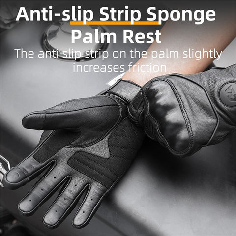 WEST BIKING 1 Pair Touch Screen Motorcycle Riding Gloves Motocross Goat Leather Full Finger Protection Gloves
