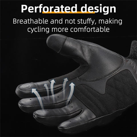 WEST BIKING 1 Pair Touch Screen Motorcycle Riding Gloves Motocross Goat Leather Full Finger Protection Gloves
