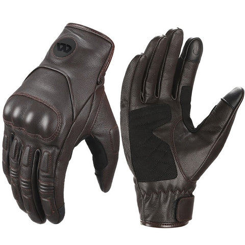 WEST BIKING 1 Pair Touch Screen Motorcycle Riding Gloves Goat Leather Full Finger Anti-collision Motorbike Gloves