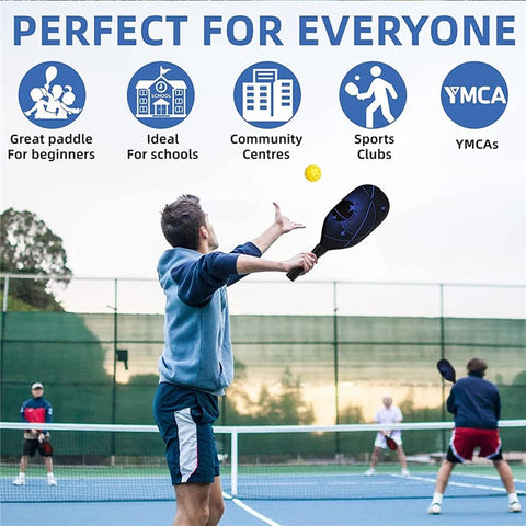 Portable Wooden Pickleball Paddle Set for Beginners with 2 Rackets + 4 Balls + Carry Bag