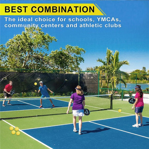 Portable Wooden Pickleball Paddle Set for Beginners with 2 Rackets + 4 Balls + Carry Bag