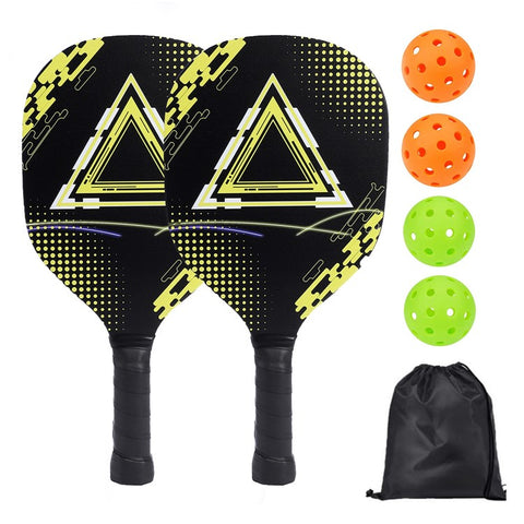 Portable Wooden Pickleball Paddle Set for Beginners with 2 Rackets + 4 Balls + Carry Bag