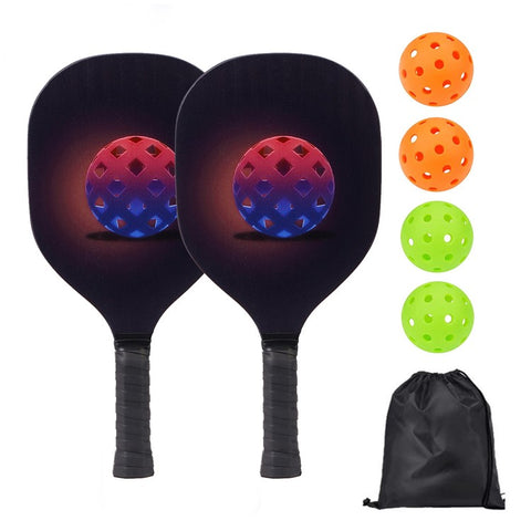 Portable Wooden Pickleball Paddle Set for Beginners with 2 Rackets + 4 Balls + Carry Bag