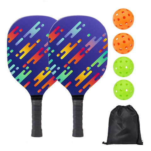 Portable Wooden Pickleball Paddle Set for Beginners with 2 Rackets + 4 Balls + Carry Bag