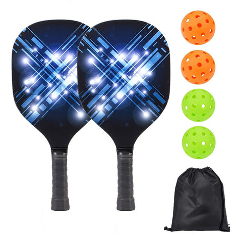 Portable Wooden Pickleball Paddle Set for Beginners with 2 Rackets + 4 Balls + Carry Bag