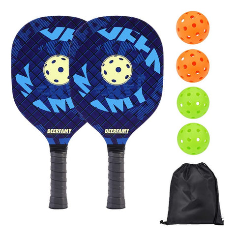 Portable Wooden Pickleball Paddle Set for Beginners with 2 Rackets + 4 Balls + Carry Bag