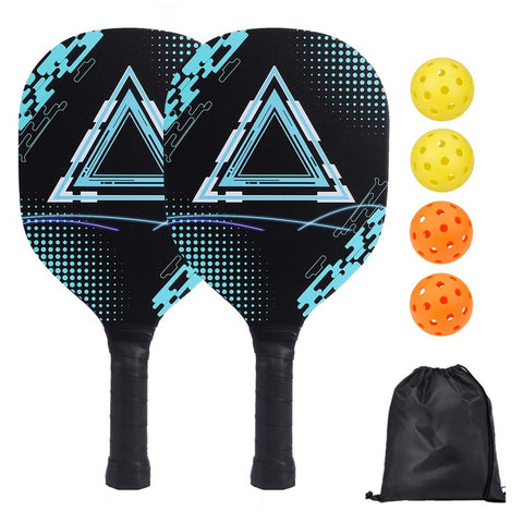 Portable Wooden Pickleball Paddle Set for Beginners with 2 Rackets + 4 Balls + Carry Bag