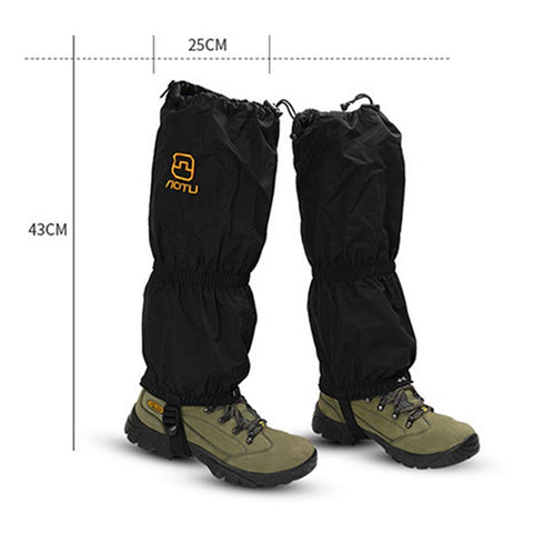 AOTU 1 Pair Anti-slip TPE+Manganese Steel Crampons + 210D Oxford Cloth Leg Gaiters Snow Walking Shoes Accessories